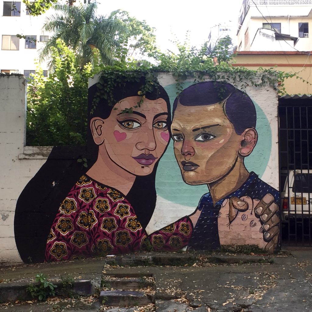 A colourful mural dedicated to salsa dancers in Cali, Colombia.